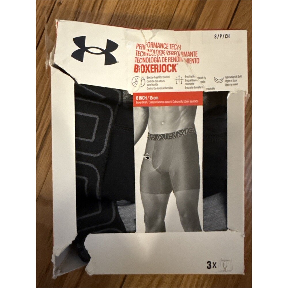 Under Armour Men's Small UA Performance Tech 6" Boxerjock 3 Pairs Damaged box
